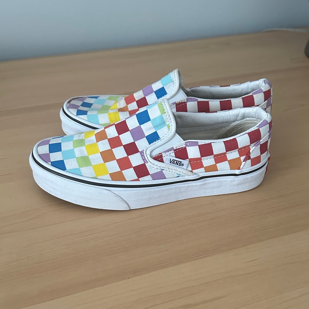 Vans Kids Rainbow Checkered Slip-On Sneakers